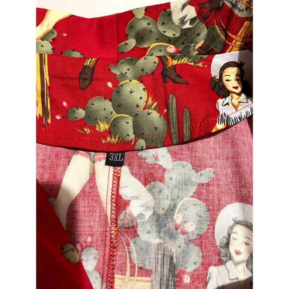 Special editions red cowgirls shirt dress western rodeo 60's retro women 3XL - Picture 9 of 11